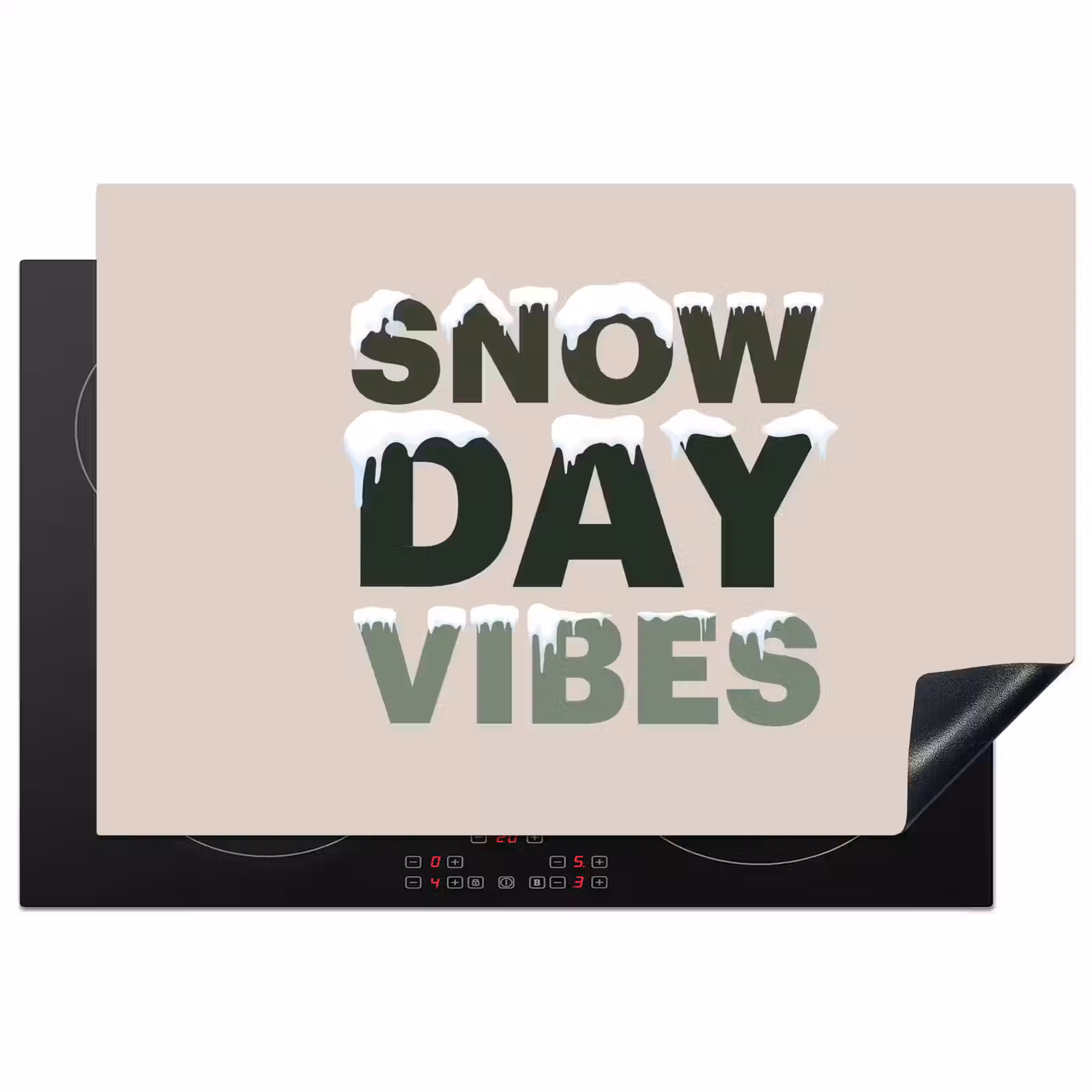 Inductiebeschermer - Sneeuw - Tekst - Kerst - Beige — 1