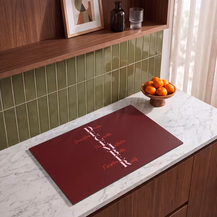 Inductiebeschermer - December - Tekst - Kerst - Burgundy — 3
