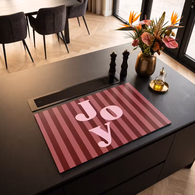 Inductiebeschermer - Joy - Kerst - Tekst - Roze β 2