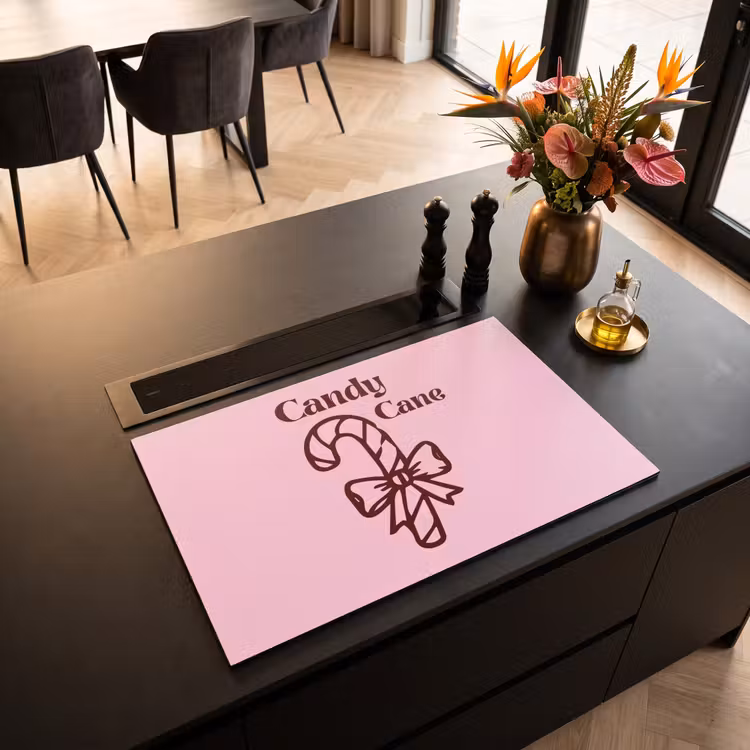 Inductiebeschermer - Kerst - Snoep - Tekst - Bruin - Roze — 2