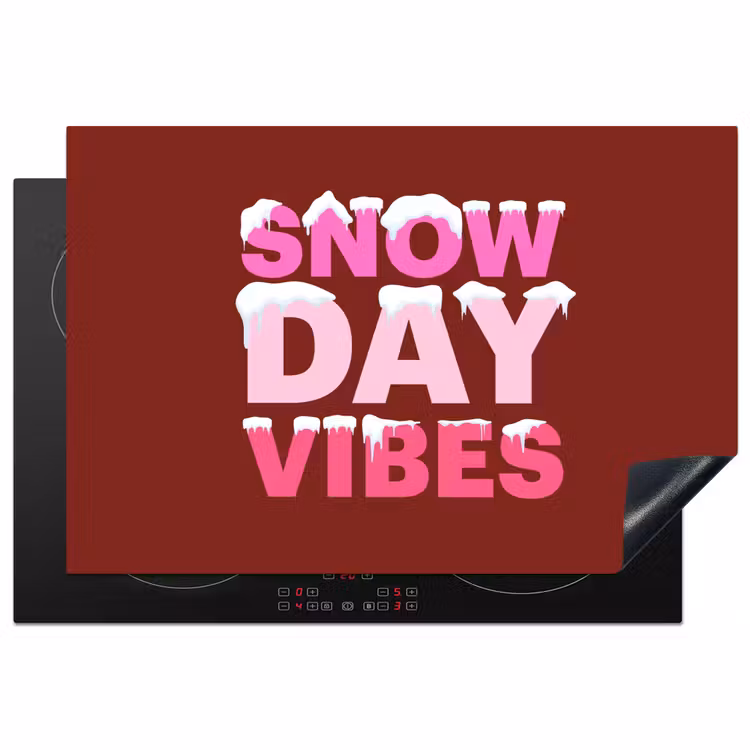 Inductiebeschermer - Kerst - Tekst - Sneeuw - Rood - Roze — 1