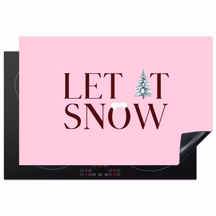 Inductiebeschermer - Kerst - Tekst - Sneeuw - Roze — 1