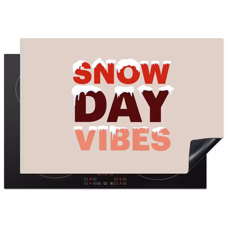 Inductiebeschermer - Sneeuw - Kerst - Tekst - Rood — 1