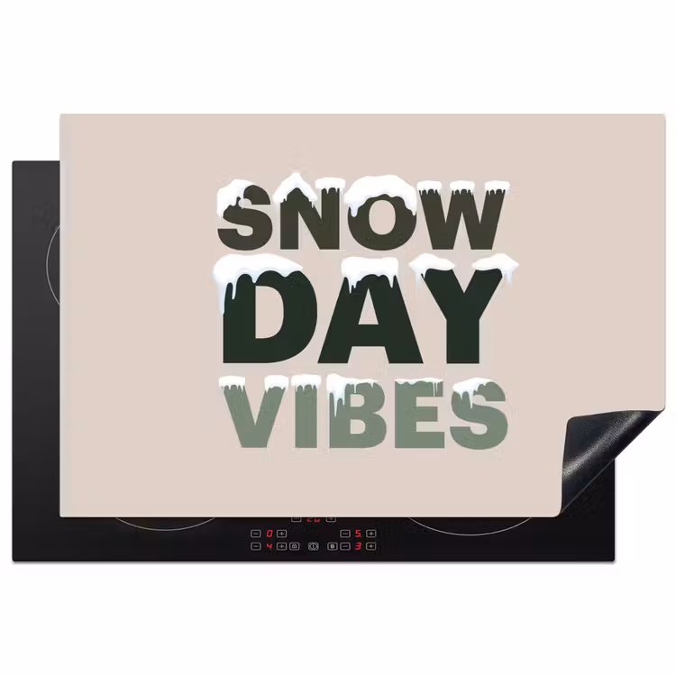 Inductiebeschermer - Sneeuw - Tekst - Kerst - Beige — 1