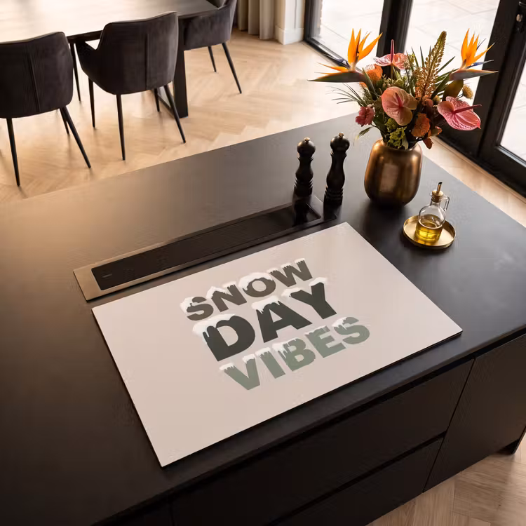 Inductiebeschermer - Sneeuw - Tekst - Kerst - Beige — 2