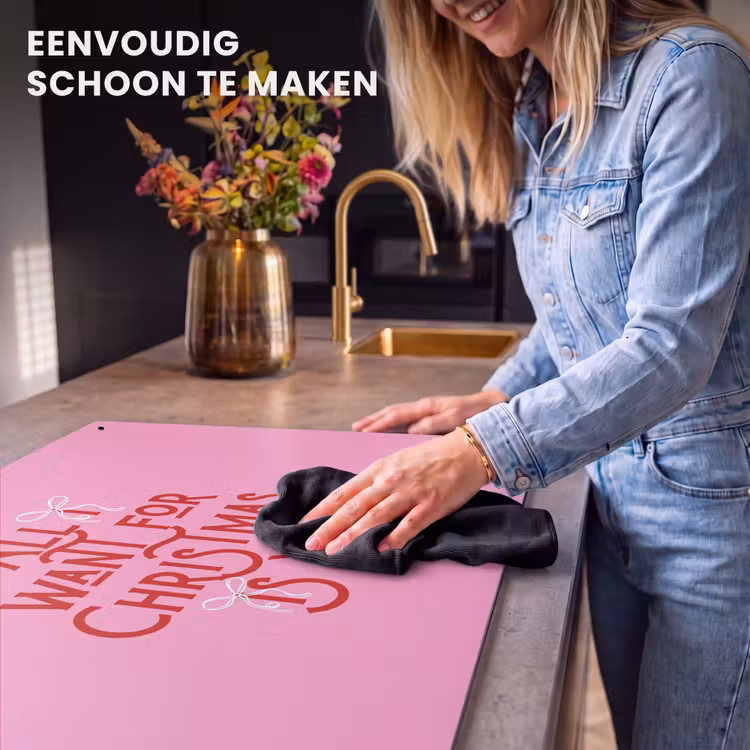 Inductiebeschermer & spatscherm (2in1) - Tekst - Kerst - Roze - Rood — 5