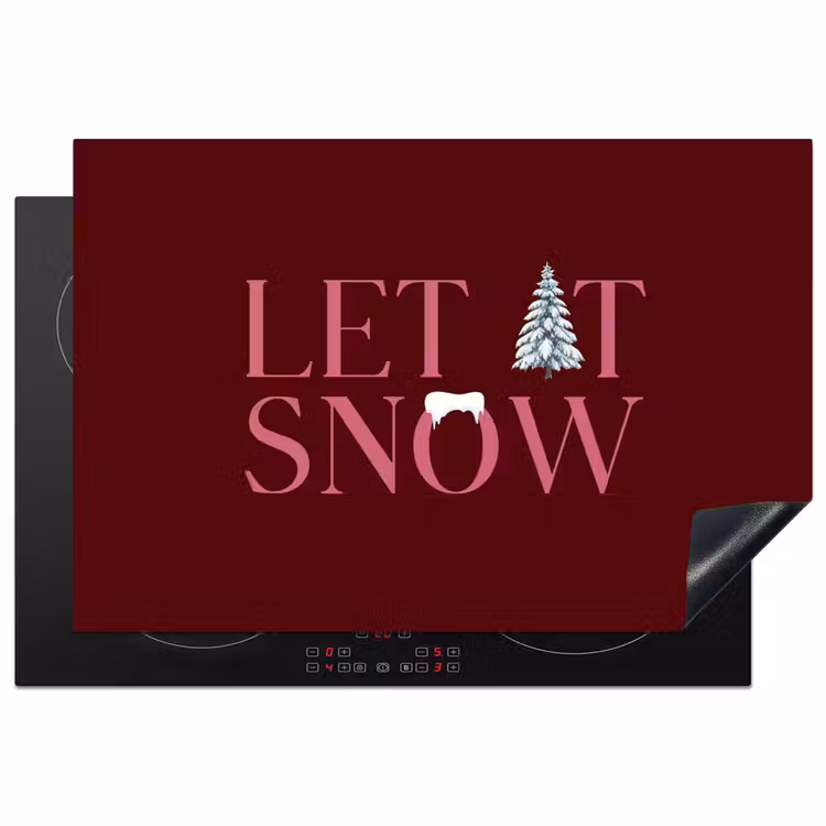 Inductiebeschermer - Tekst - Kerst - Sneeuw - Roze — 1