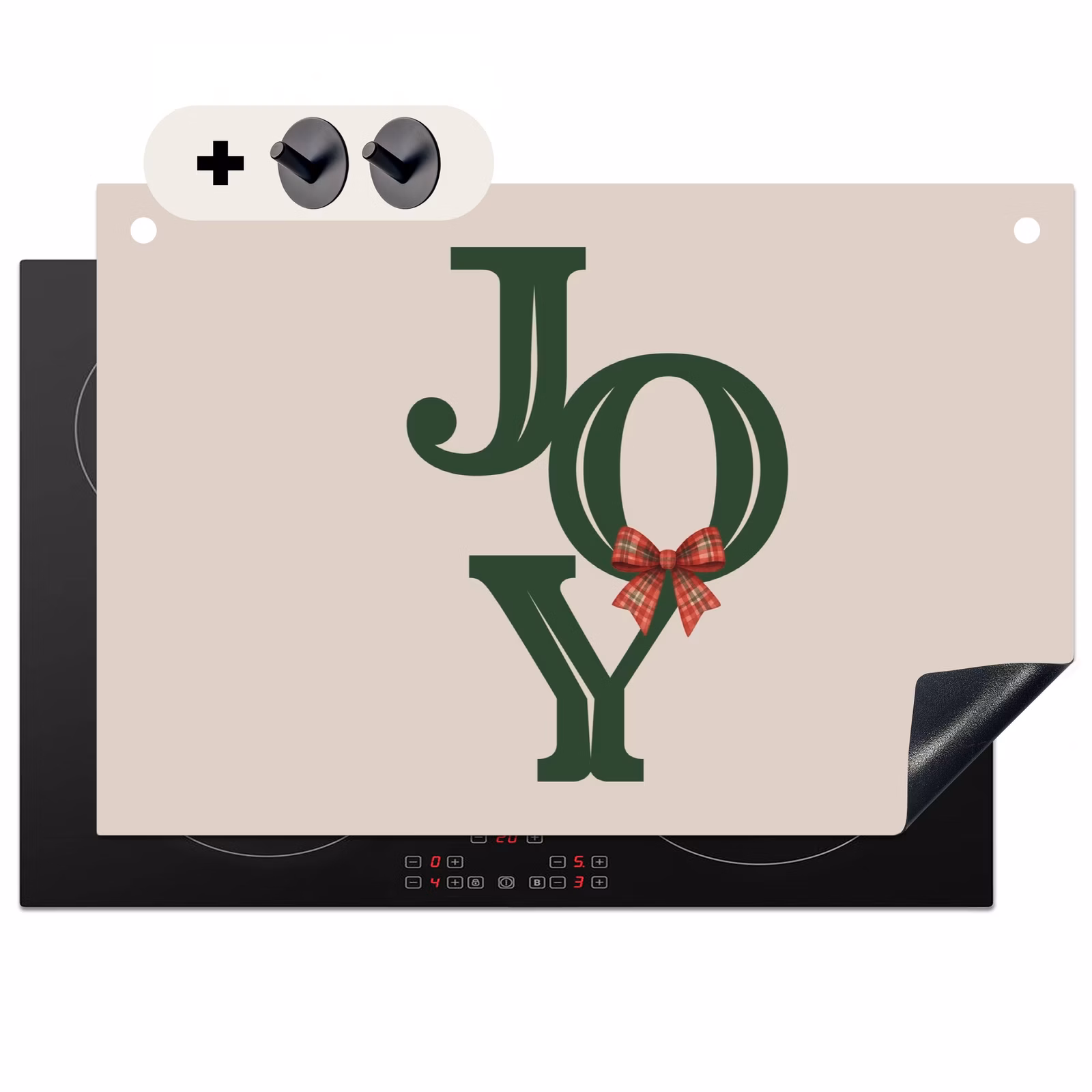 Inductiebeschermer & spatscherm (2in1) - Tekst - Kerst - Groen — 1