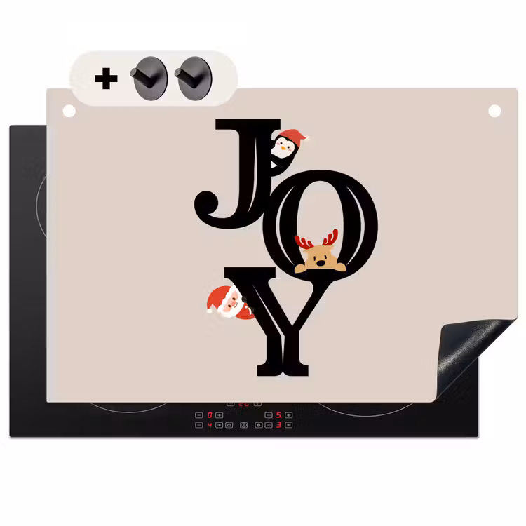 Inductiebeschermer & spatscherm (2in1) - Joy - Animatie - Zwart - Kerst — 1
