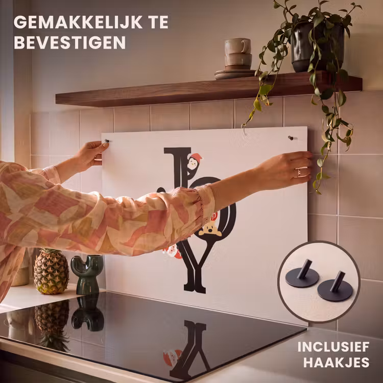 Inductiebeschermer & spatscherm (2in1) - Joy - Animatie - Zwart - Kerst — 7