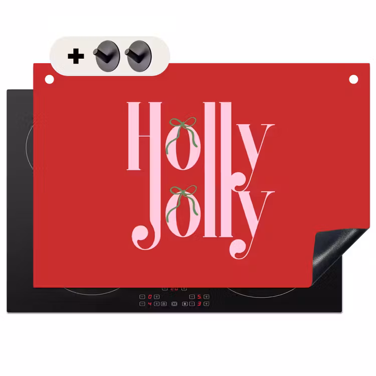 Inductiebeschermer & spatscherm (2in1) - Kerst - Roze - Rood - Tekst — 1