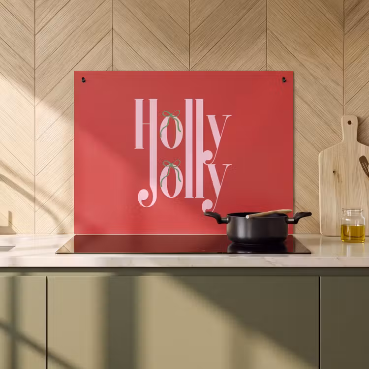 Inductiebeschermer & spatscherm (2in1) - Kerst - Roze - Rood - Tekst — 2