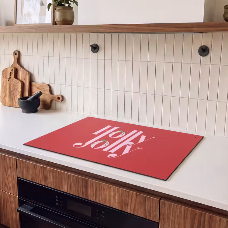 Inductiebeschermer & spatscherm (2in1) - Kerst - Roze - Rood - Tekst — 3