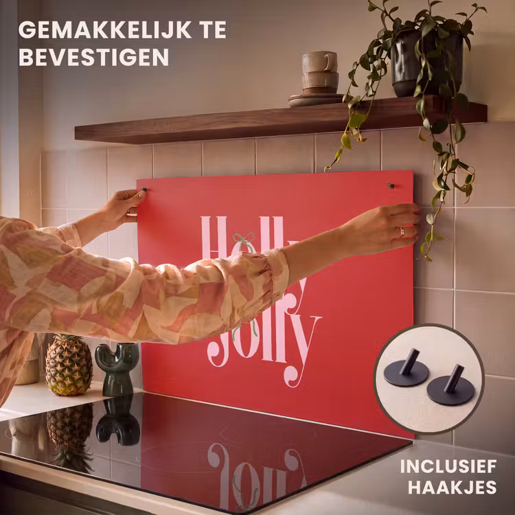 Inductiebeschermer & spatscherm (2in1) - Kerst - Roze - Rood - Tekst — 7