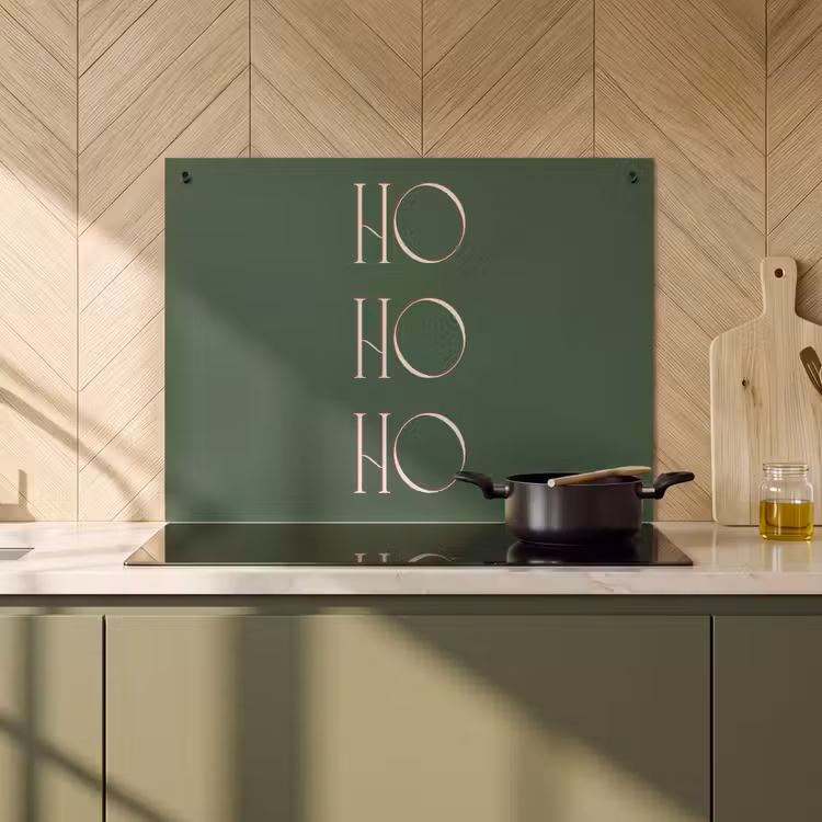 Inductiebeschermer & spatscherm (2in1) - Tekst - Kerst - Modern - Groen — 2