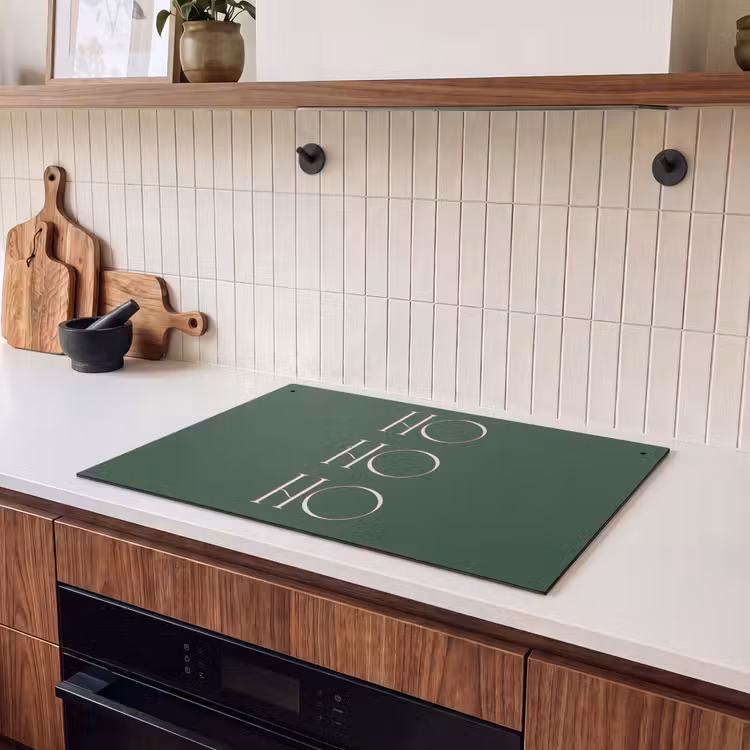 Inductiebeschermer & spatscherm (2in1) - Tekst - Kerst - Modern - Groen — 3