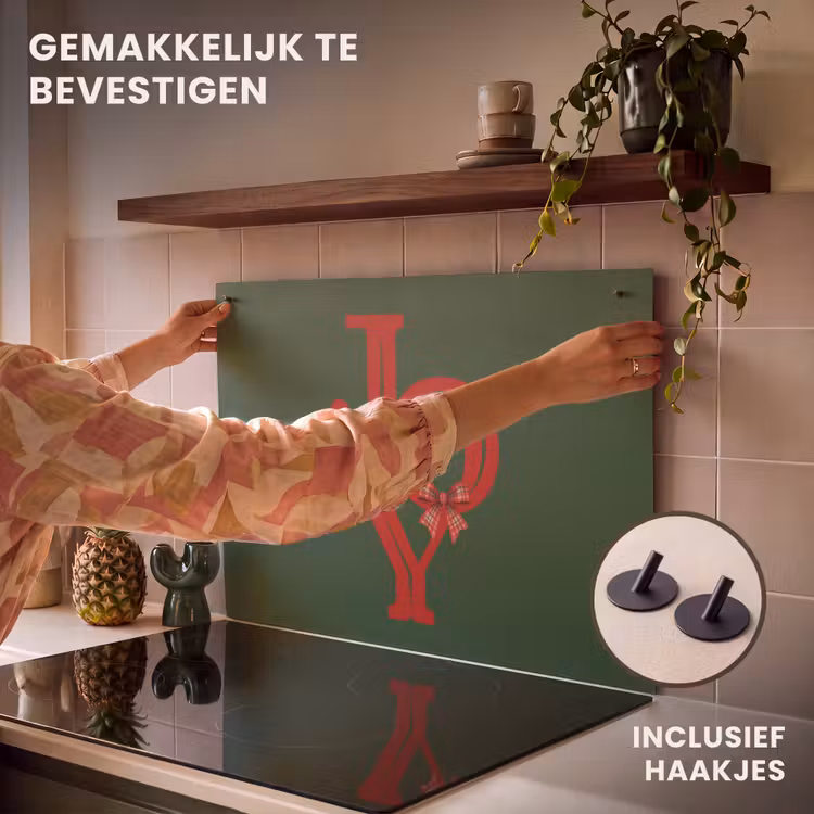 Inductiebeschermer & spatscherm (2in1) - Tekst - Kerst - Rood — 7