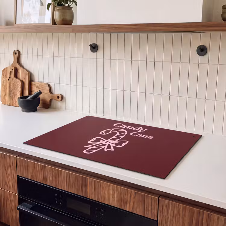 Inductiebeschermer & spatscherm (2in1) - Kerst - Snoep - Tekst - Roze — 3