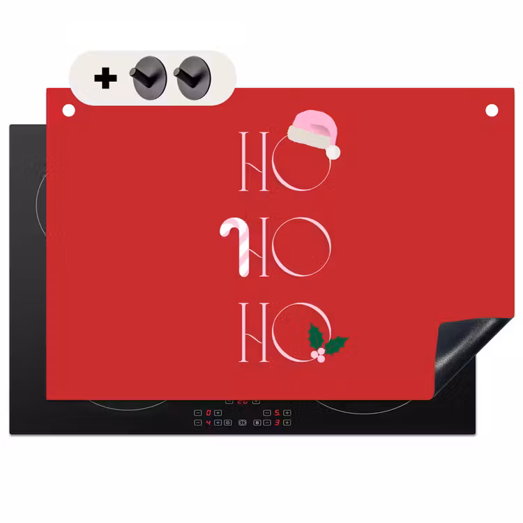 Inductiebeschermer & spatscherm (2in1) - Kerst - Tekst - illustratie - Rood — 1