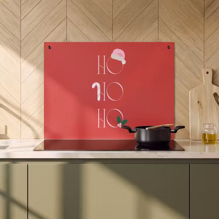 Inductiebeschermer & spatscherm (2in1) - Kerst - Tekst - illustratie - Rood — 2