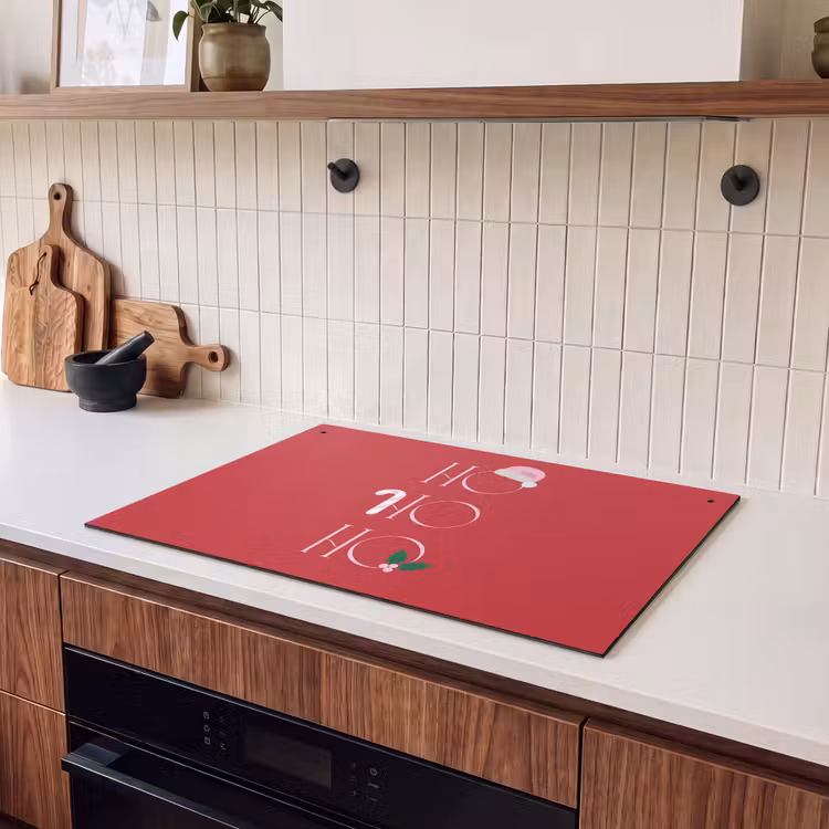 Inductiebeschermer & spatscherm (2in1) - Kerst - Tekst - illustratie - Rood — 3