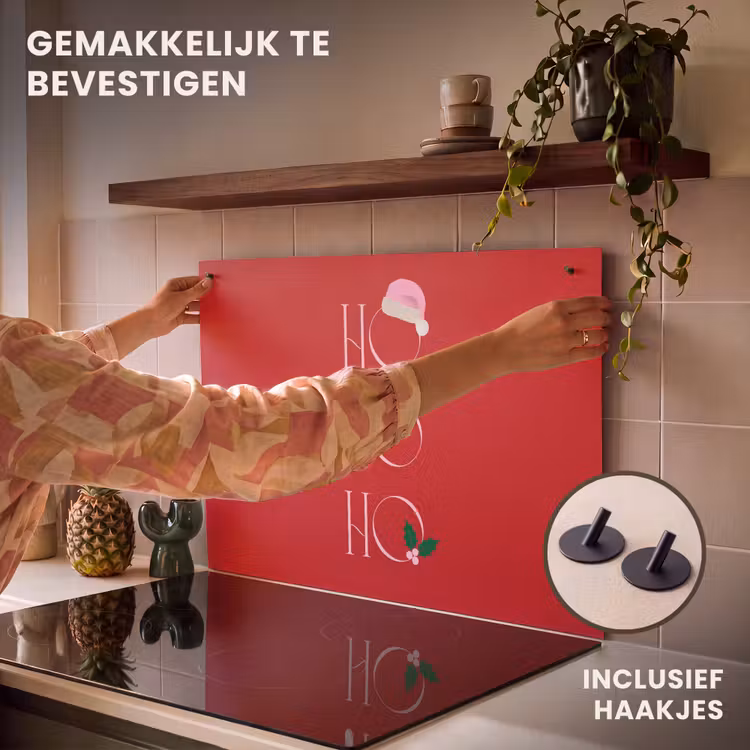 Inductiebeschermer & spatscherm (2in1) - Kerst - Tekst - illustratie - Rood — 7
