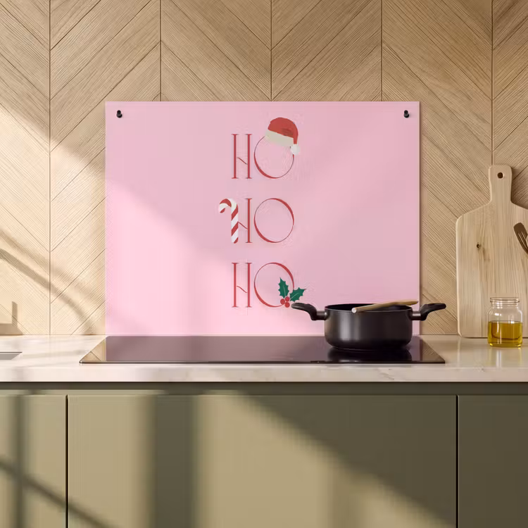 Inductiebeschermer & spatscherm (2in1) - Kerst - Tekst - Roze - Illustratie — 2