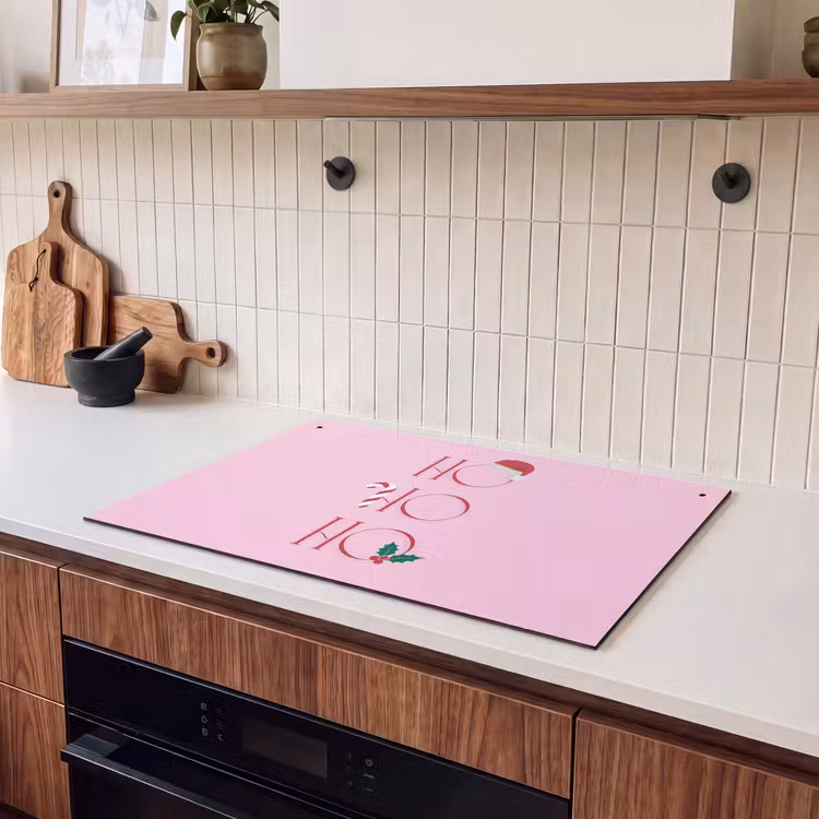 Inductiebeschermer & spatscherm (2in1) - Kerst - Tekst - Roze - Illustratie — 3