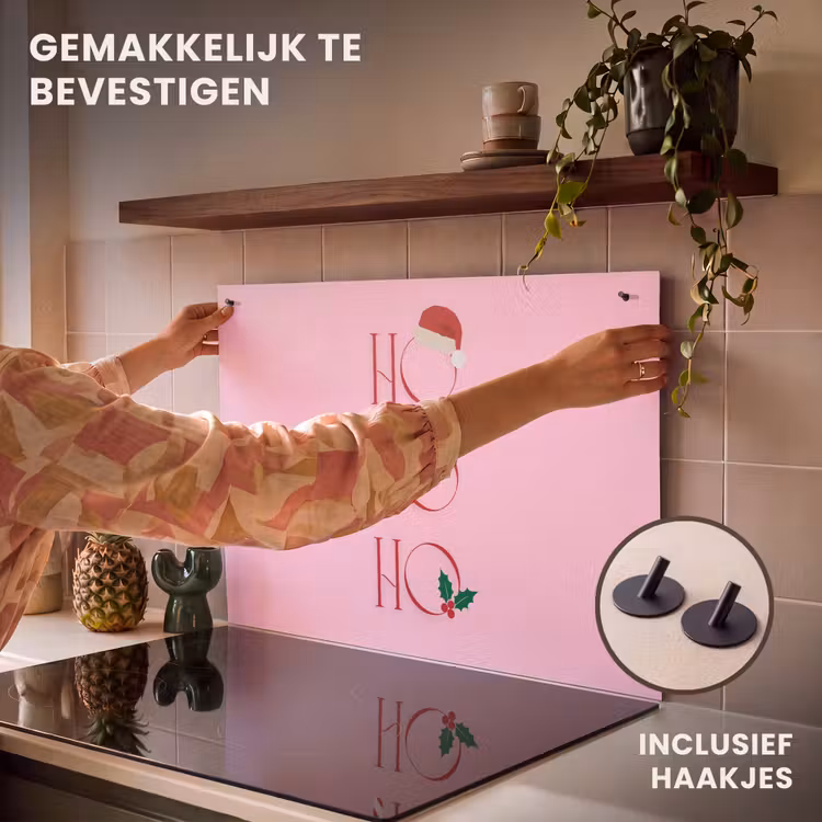 Inductiebeschermer & spatscherm (2in1) - Kerst - Tekst - Roze - Illustratie — 7