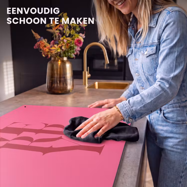 Inductiebeschermer & spatscherm (2in1) - Merry - Tekst - Kerst - Roze — 5