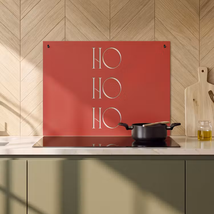Inductiebeschermer & spatscherm (2in1) - Tekst - Kerst - Modern - Rood — 2