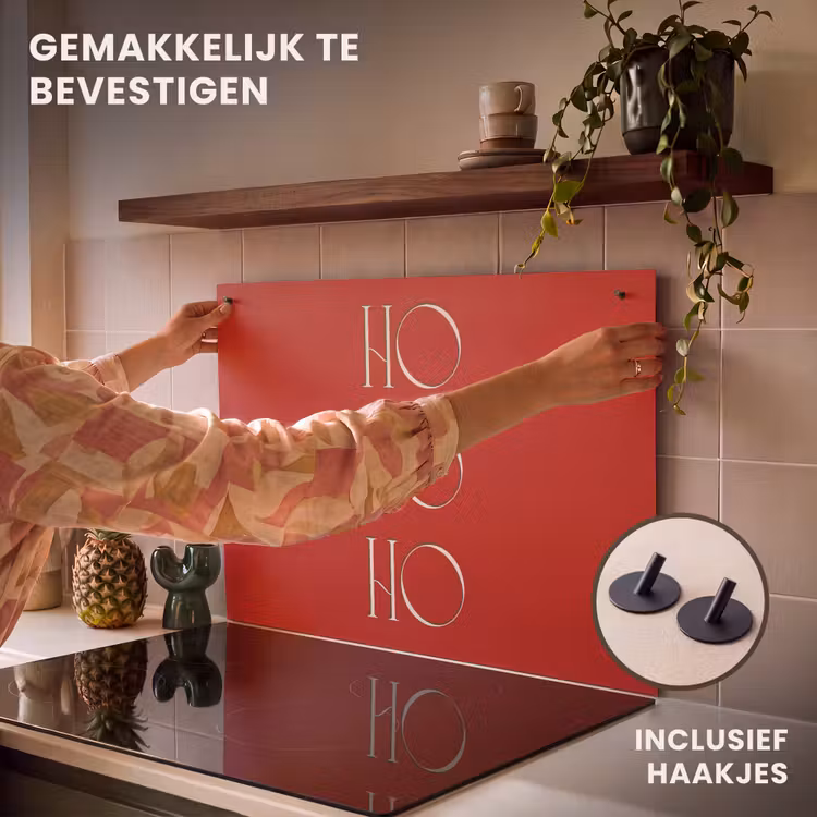 Inductiebeschermer & spatscherm (2in1) - Tekst - Kerst - Modern - Rood — 7