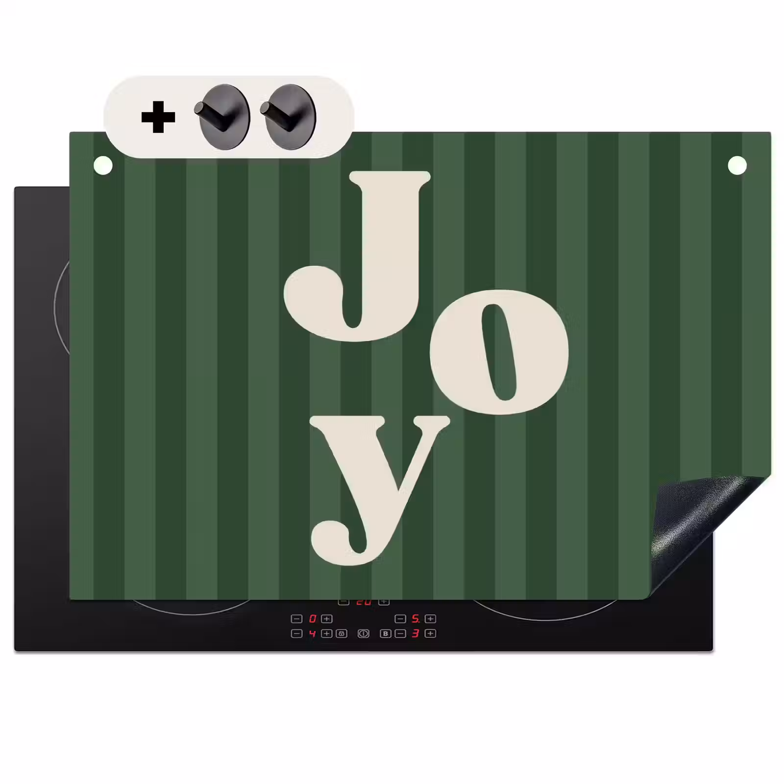 Inductiebeschermer & spatscherm (2in1) - Joy - Kerst - Tekst - Groen — 1