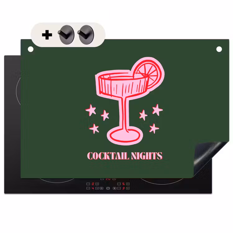 Inductiebeschermer & spatscherm (2in1) - Cocktail - Kerst - Roze - Groen — 1
