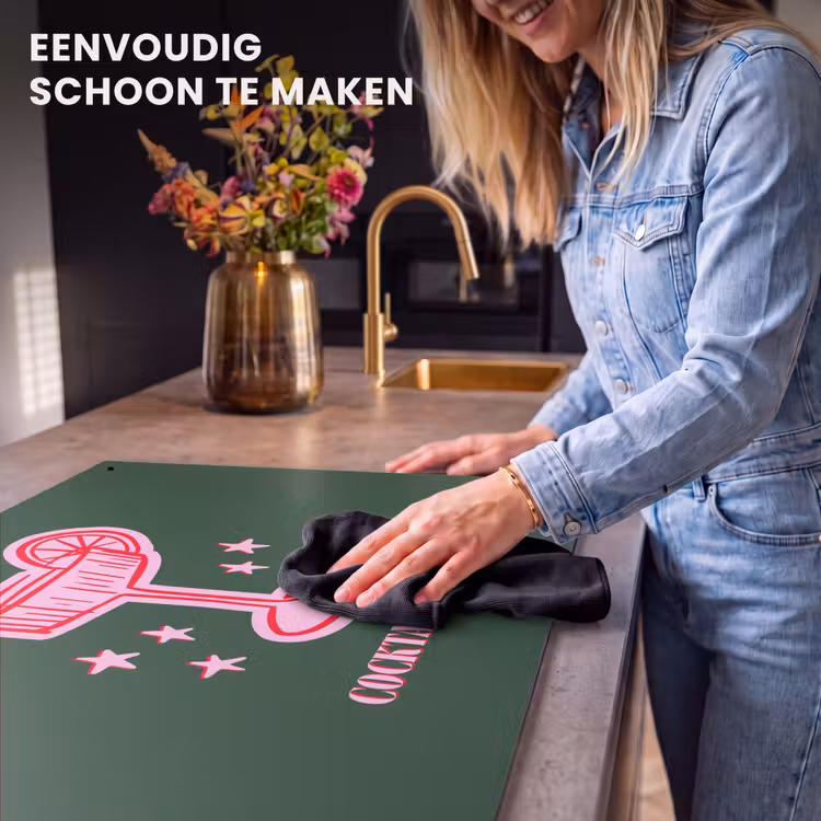 Inductiebeschermer & spatscherm (2in1) - Cocktail - Kerst - Roze - Groen — 5