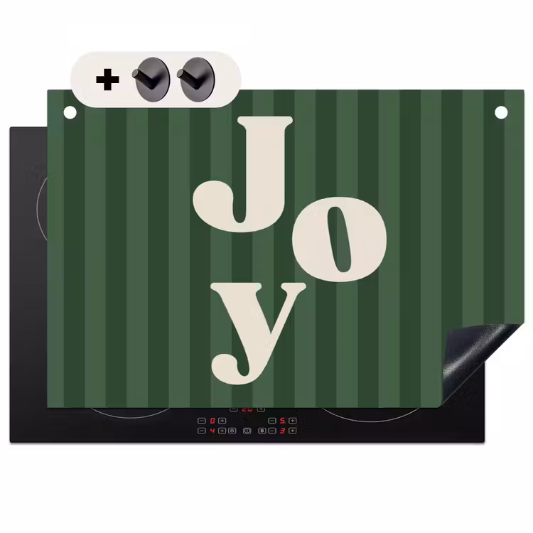 Inductiebeschermer & spatscherm (2in1) - Joy - Kerst - Tekst - Groen — 1