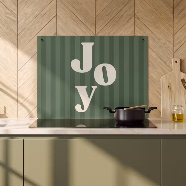 Inductiebeschermer & spatscherm (2in1) - Joy - Kerst - Tekst - Groen — 2