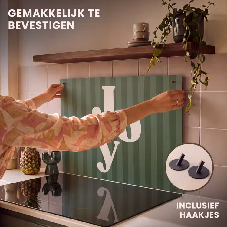 Inductiebeschermer & spatscherm (2in1) - Joy - Kerst - Tekst - Groen — 7