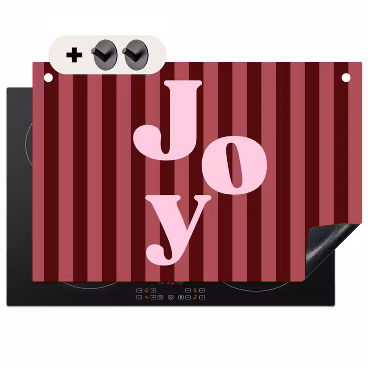 Inductiebeschermer & spatscherm (2in1) - Joy - Kerst - Tekst - Roze — 1