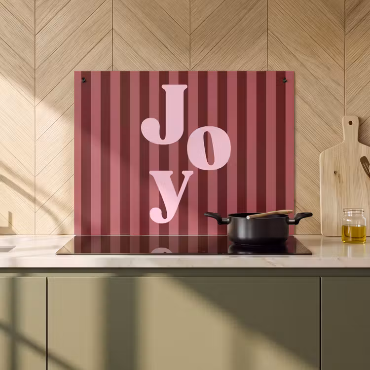 Inductiebeschermer & spatscherm (2in1) - Joy - Kerst - Tekst - Roze — 2