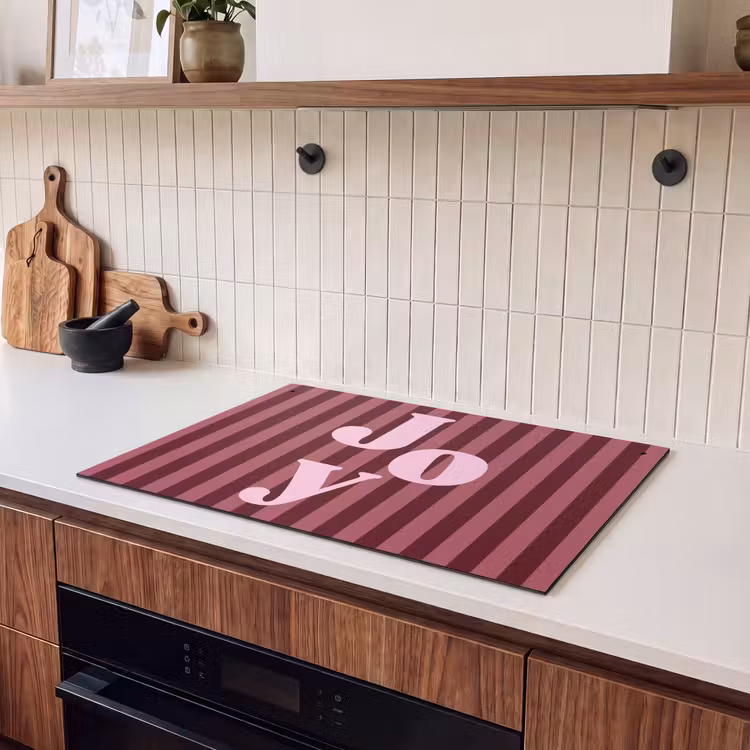 Inductiebeschermer & spatscherm (2in1) - Joy - Kerst - Tekst - Roze — 3