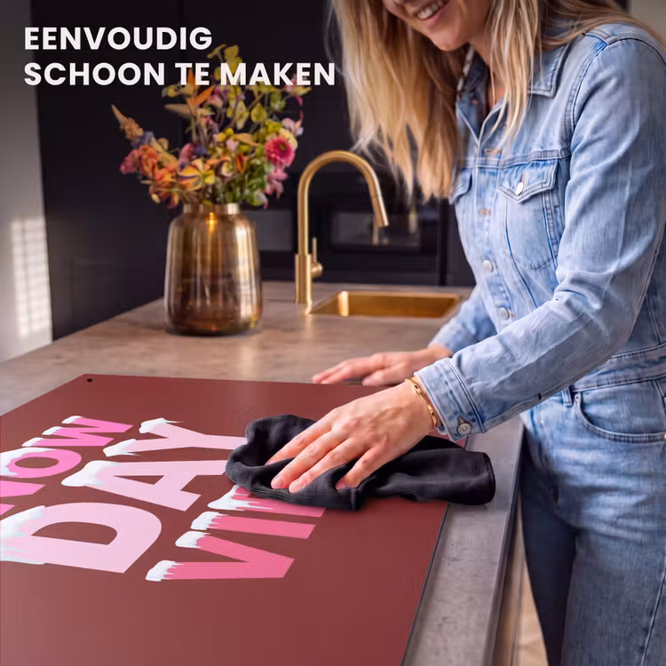 Inductiebeschermer & spatscherm (2in1) - Kerst - Tekst - Sneeuw - Rood - Roze — 5