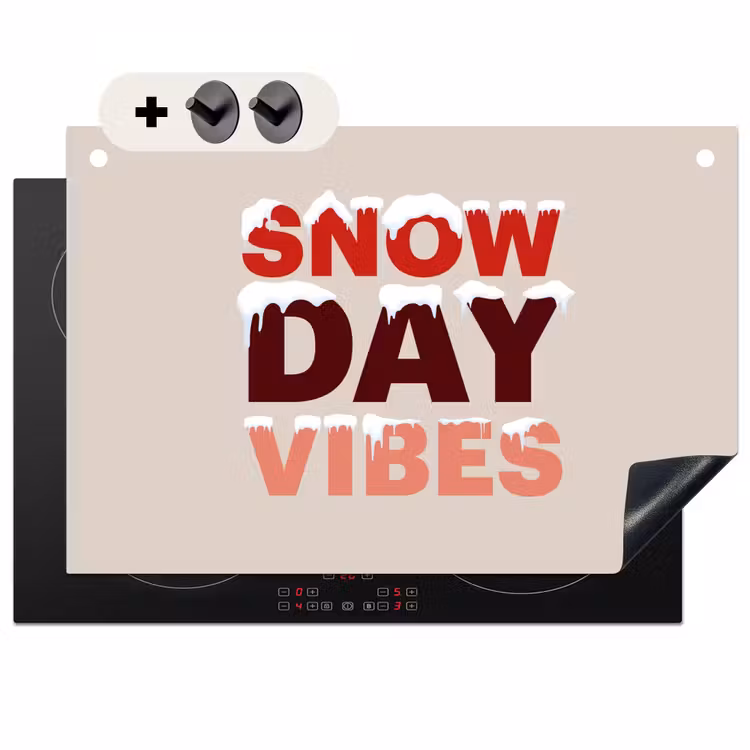 Inductiebeschermer & spatscherm (2in1) - Sneeuw - Kerst - Tekst - Rood — 1