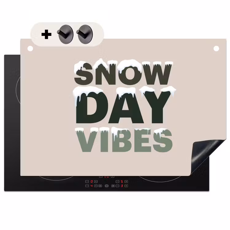 Inductiebeschermer & spatscherm (2in1) - Sneeuw - Tekst - Kerst - Beige — 1