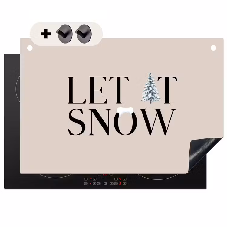 Inductiebeschermer & spatscherm (2in1) - Tekst - Kerst - Sneeuw — 1