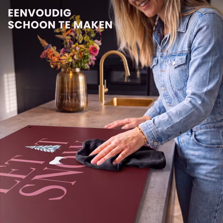 Inductiebeschermer & spatscherm (2in1) - Tekst - Kerst - Sneeuw - Roze — 5