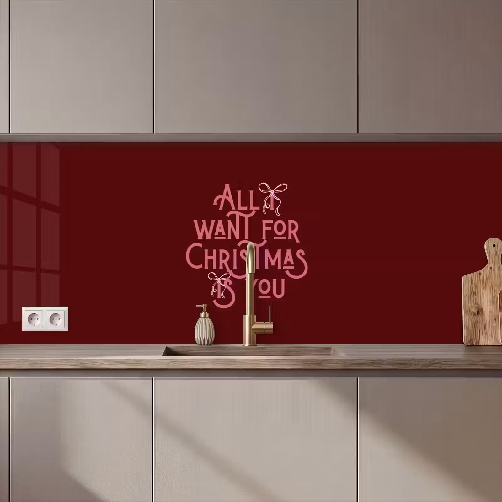 Keuken achterwand - Tekst - Kerst - Rood - Roze — 1