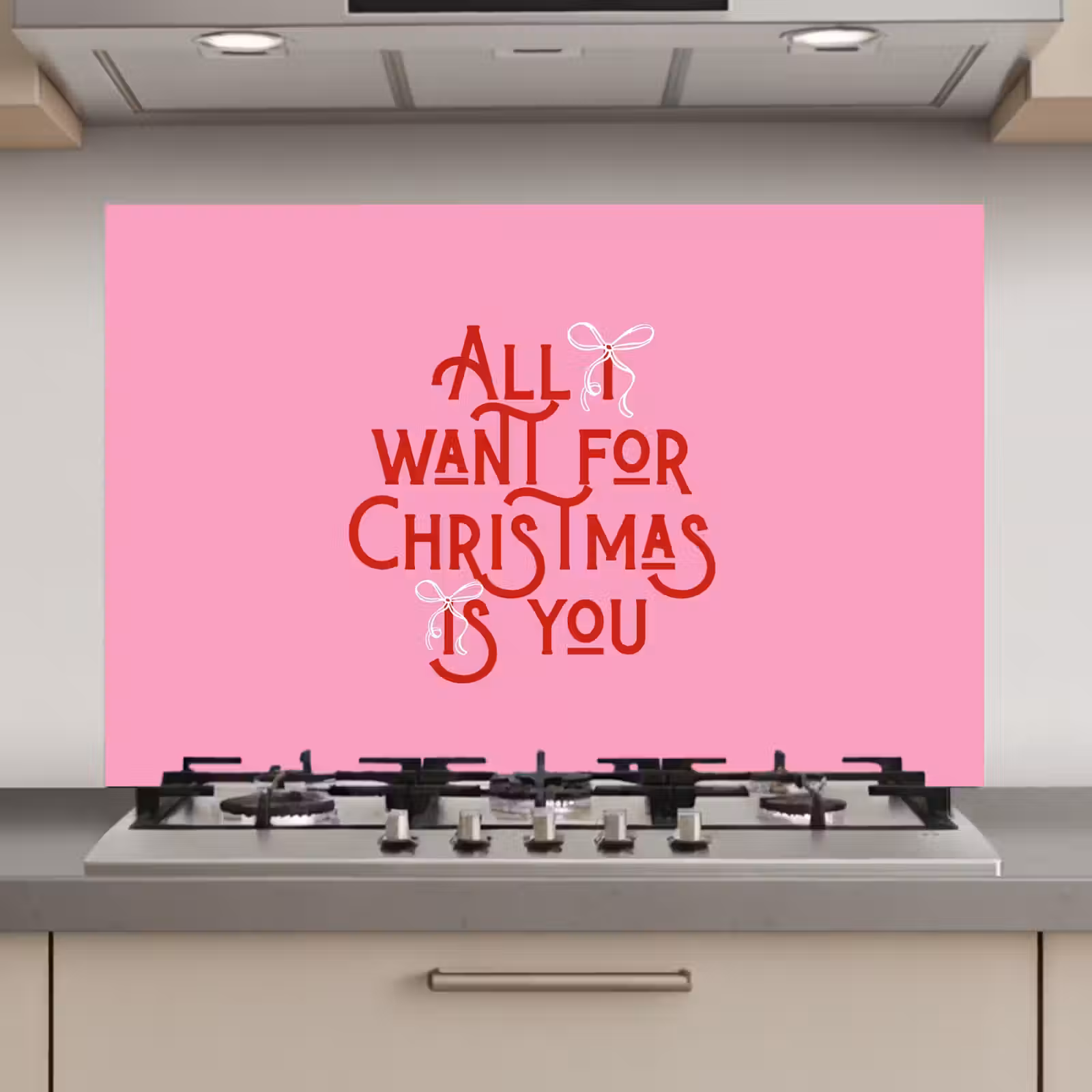 Keuken achterwand - Tekst - Kerst - Roze - Rood — 1