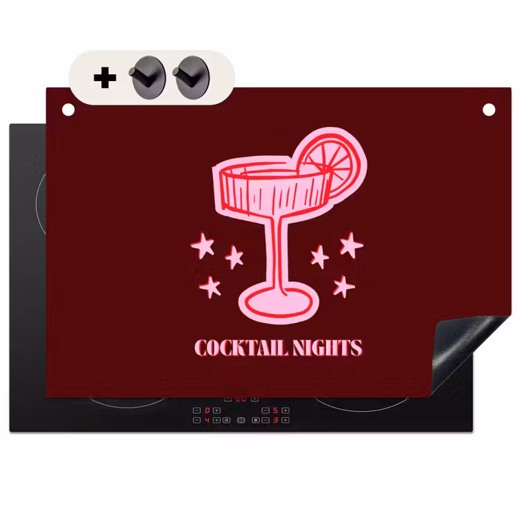 Inductiebeschermer & spatscherm (2in1) - Cocktail - Kerst - Burgundy - Roze — 1