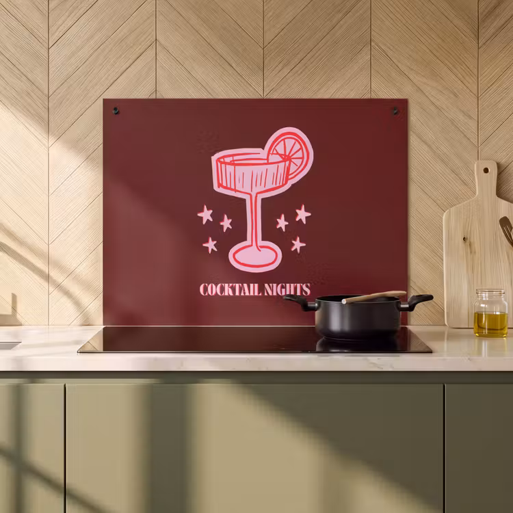 Inductiebeschermer & spatscherm (2in1) - Cocktail - Kerst - Burgundy - Roze — 2